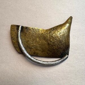 Brass and Silver Abstract Brooch